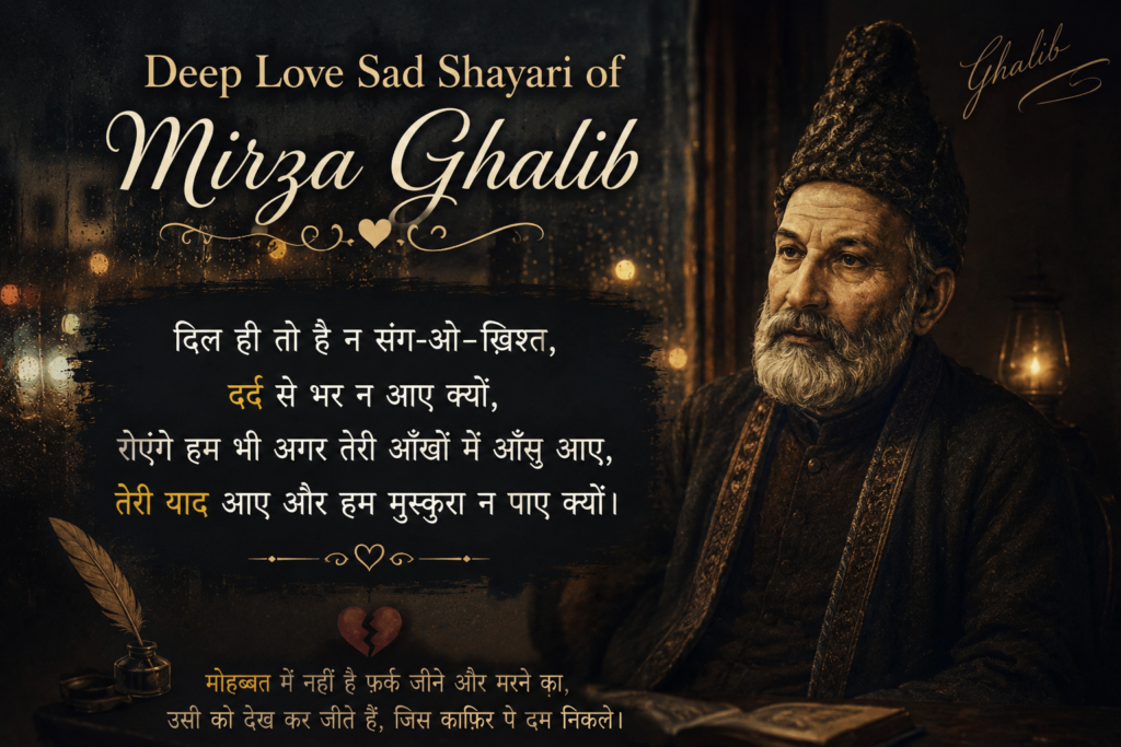 Deep Love Sad Shayari of Mirza Ghalib