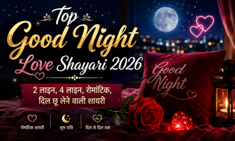 Top Good Night Love Shayari 2026 | 2 लाइन, 4 लाइन, रोमांटिक, दिल छू लेने वाली शायरी