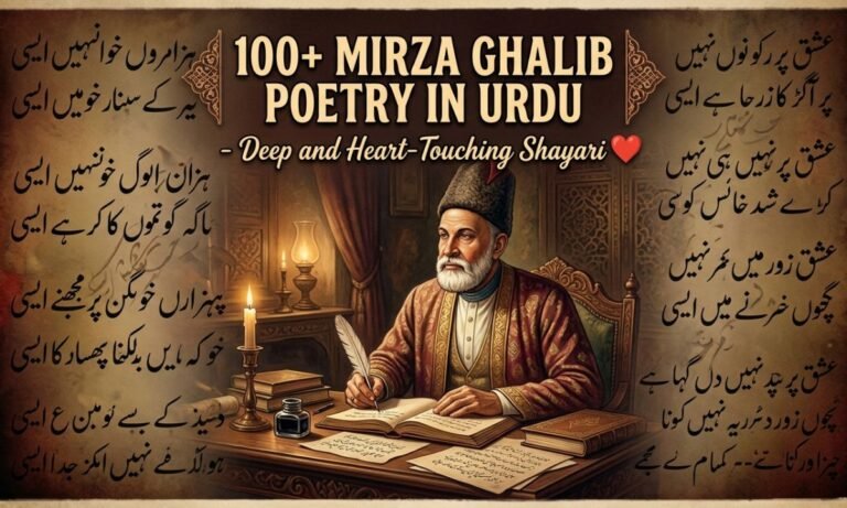 100+ Mirza Ghalib Poetry in Urdu – Deep and Heart-Touching Shayari ❤️