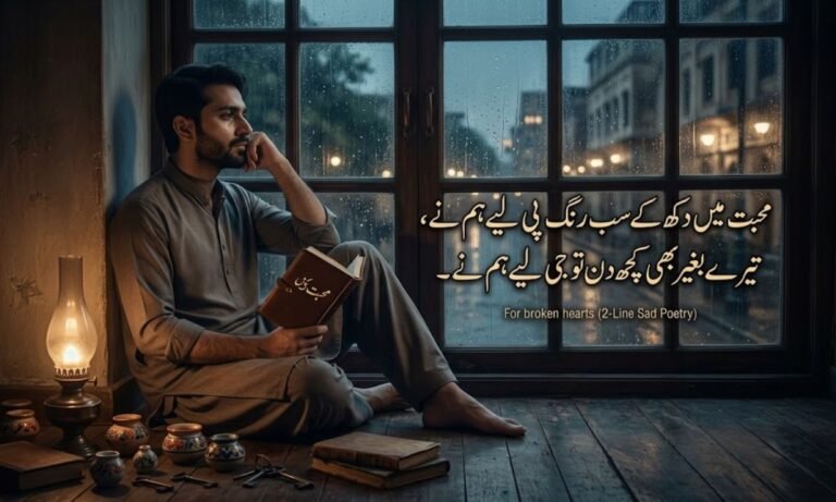 200+ Heart-Touching 2 Line Sad Poetry in Urdu for Broken Hearts 