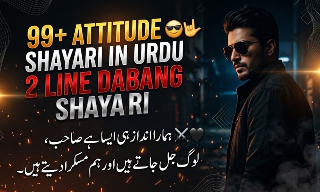 Amazing 99+ Attitude Shayari in Urdu 😎 🤟 2 Line Dabang shayari⚔️🖤 