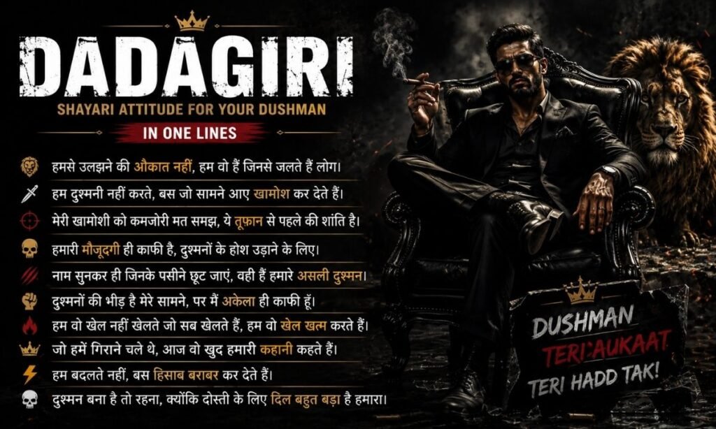 Dadagiri Shayari Attitude for Your Dushman in One Lines