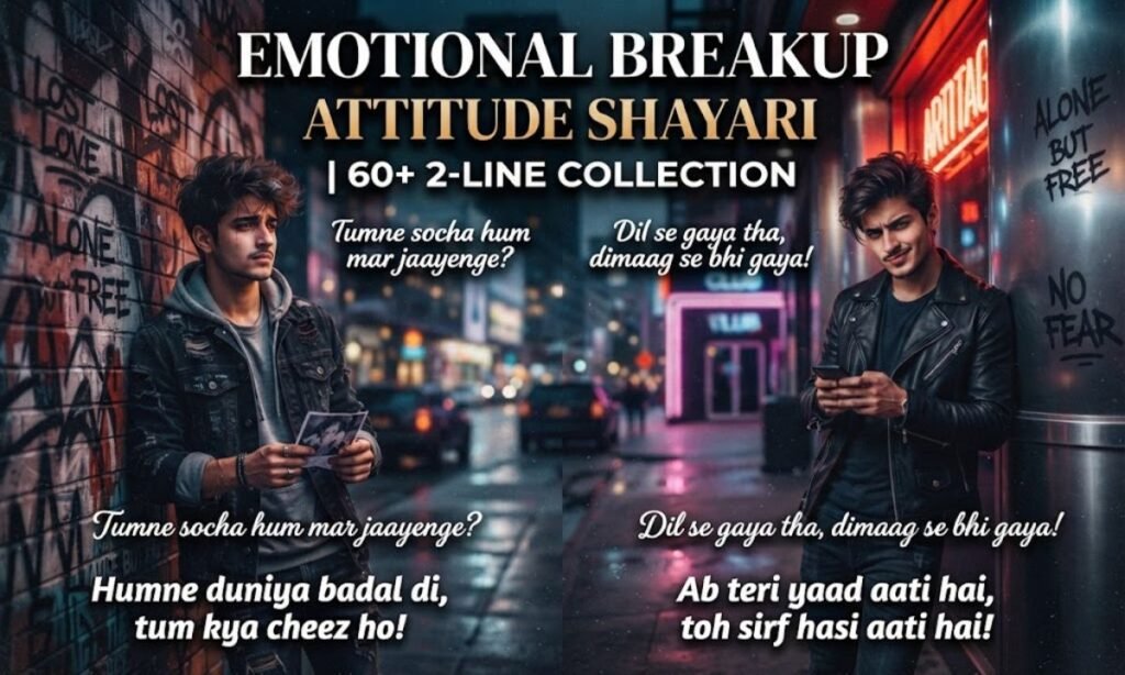 Emotional 60+ Breakup Attitude Shayari | 2-Line Attitude Shayari