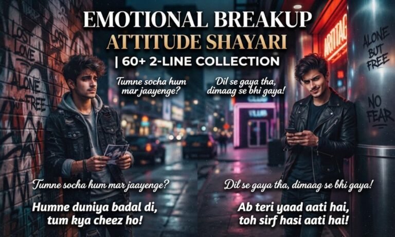 Emotional 60+ Breakup Attitude Shayari | 2-Line Attitude Shayari