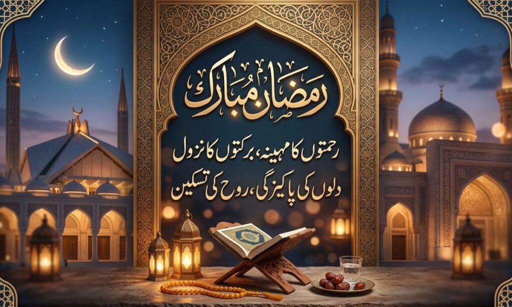 Ramadan Mubarak Deep Lines in Urdu