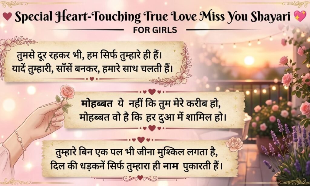 Special 100+ Heart-Touching True Love Miss You Shayari for Girls 💖 Special 100+ Heart-Touching True Love Miss You Shayari for Girls 💖 
