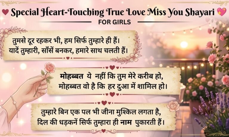 Special 100+ Heart-Touching True Love Miss You Shayari for Girls 💖 Special 100+ Heart-Touching True Love Miss You Shayari for Girls 💖 